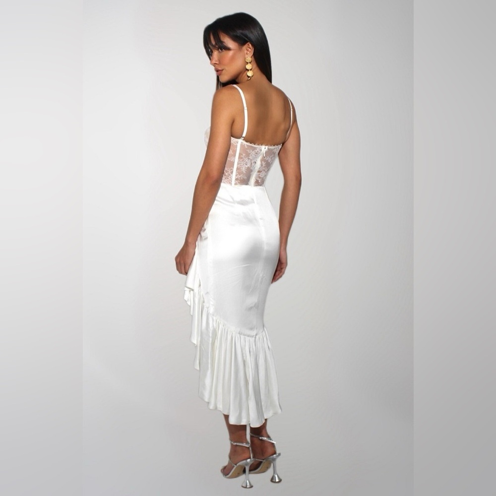 Katie May x Free People Take a Sip Asymmetrical Sheer Bone In Cream Dress Small - Picture 6 of 9